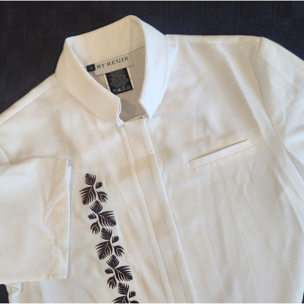 Fourmy / St. Regis Womens 3/4 Sleeve Size 12 Hidden Buttons White Black